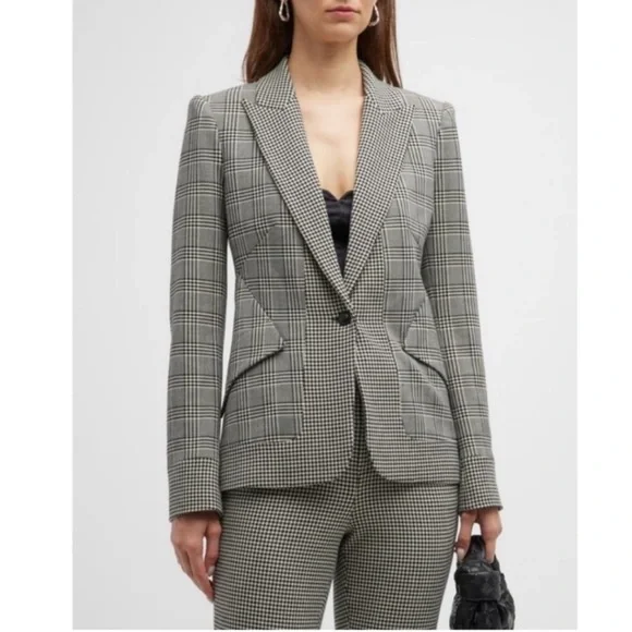 L'AGENCE Chamberlain Plaid & Houndstooth Blazer - Picture 3 of 11